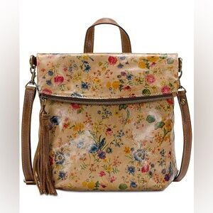 Patricia Nash Burnished Tooled Luzille Convertible Backpack (Prairie Rose)